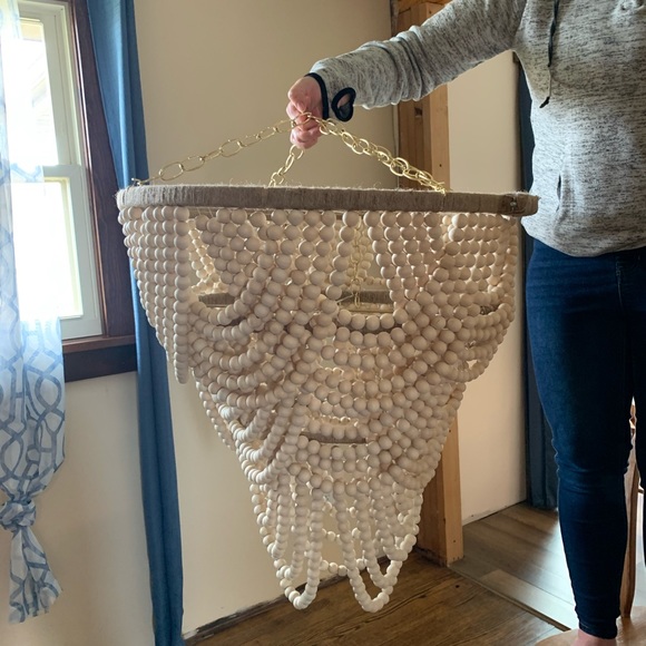 Wooden beaded chandelier shade. - Picture 2 of 3